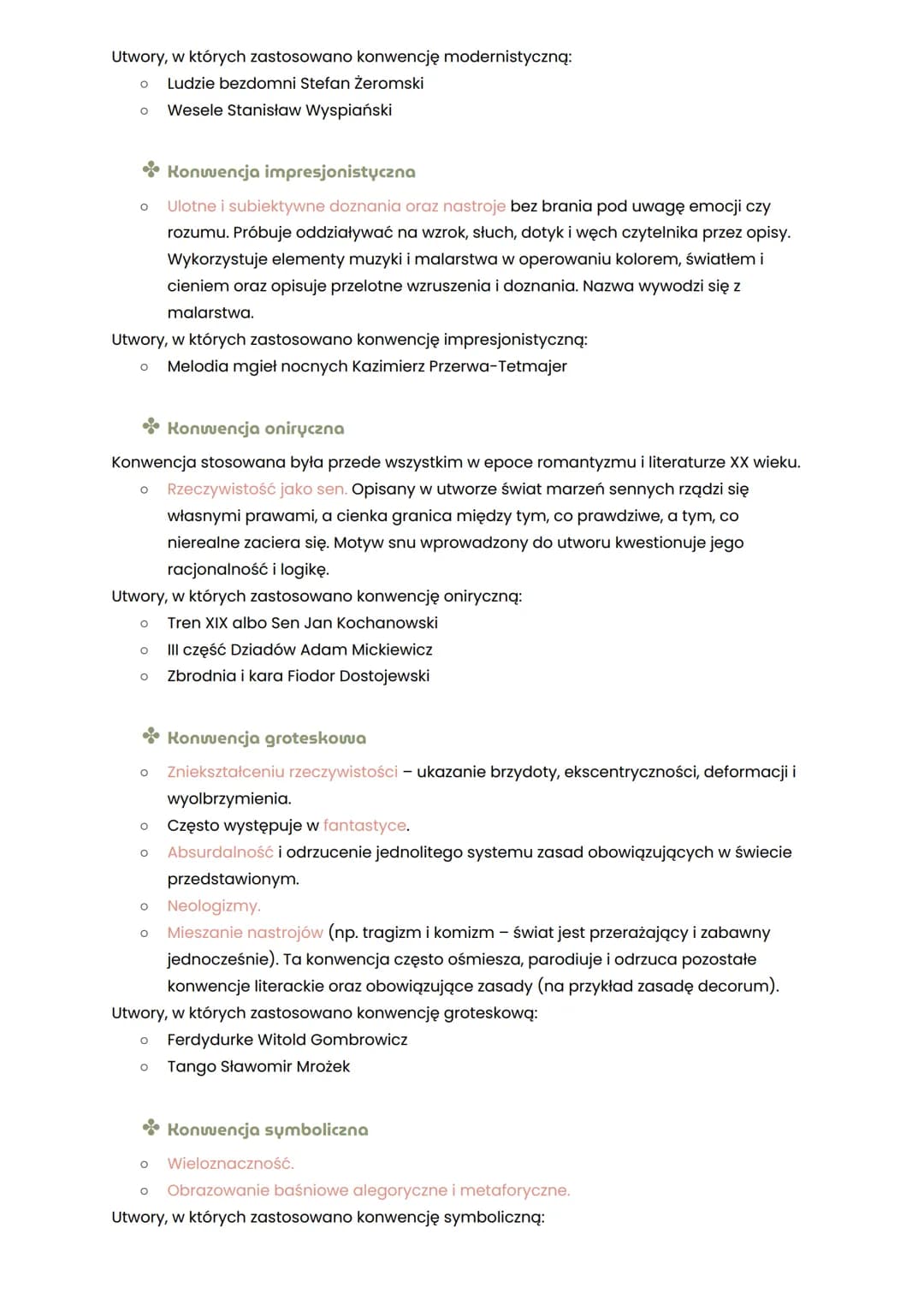 KONWENCJE LITERACKIE I ICH CECHY W UTWORACH
Konwencja literacka to niepisane reguły, których przestrzega autor, tworząc swój utwór.
Mogą one