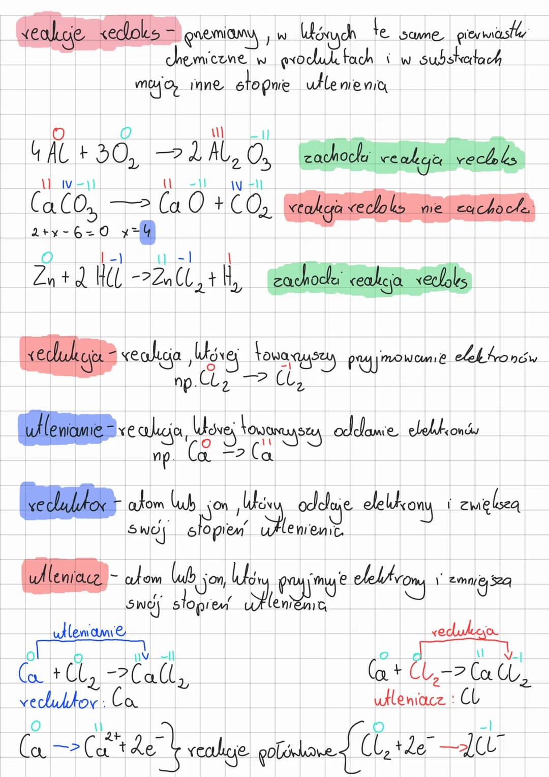 1. stopnie utleniania
2.
reakcje utleniania - redukcji
3. bilansowanie równań
4.
szeveg aktywności metali
5. ogniwo galwaniczne
6. reakcje w