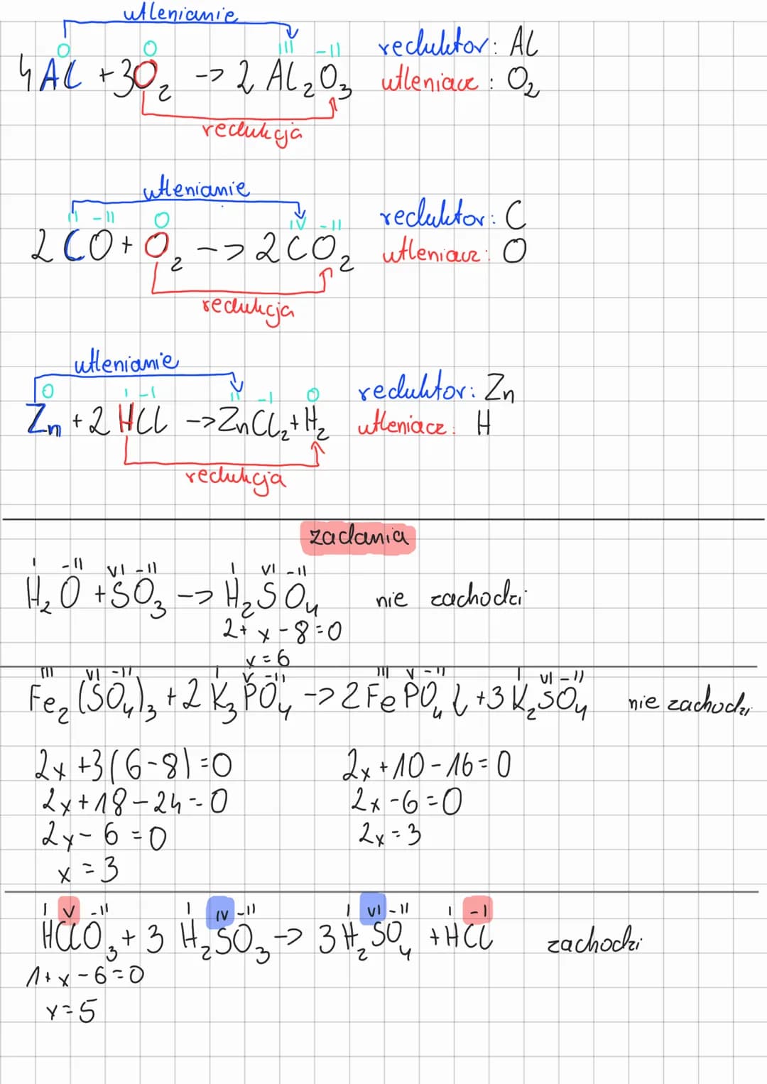 1. stopnie utleniania
2.
reakcje utleniania - redukcji
3. bilansowanie równań
4.
szeveg aktywności metali
5. ogniwo galwaniczne
6. reakcje w