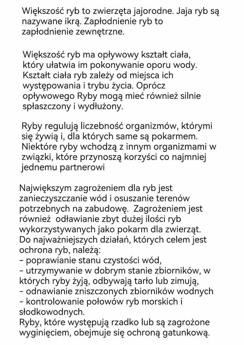 Ryby - kręgowce środowisk wodnych
Ryby żyją we wszystkich typach środowisk
wodnych - zarówno w wodach słonych, jak i
słodkich. Zamieszkują t