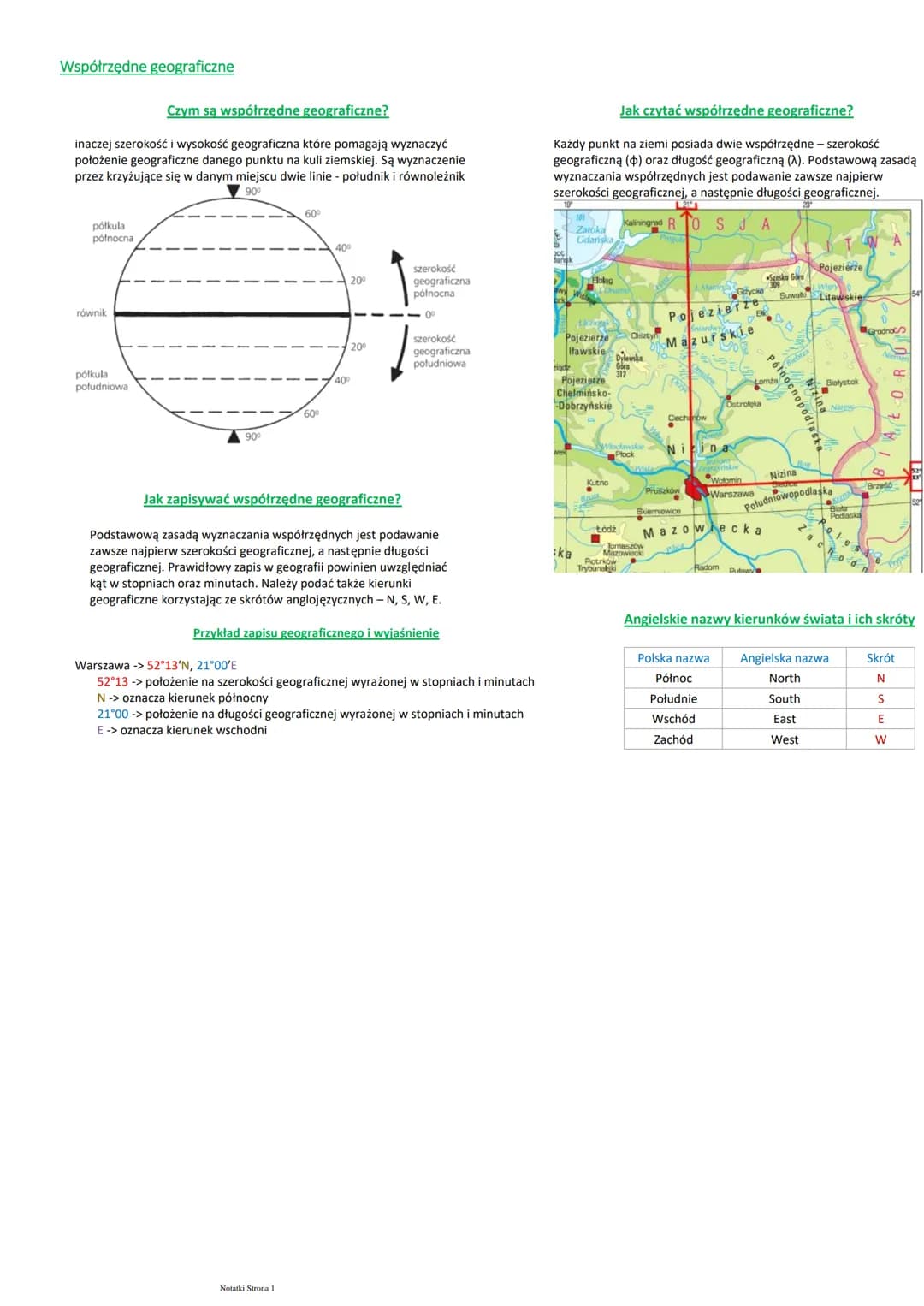Współrzędne geograficzne
Czym są współrzędne geograficzne?
inaczej szerokość i wysokość geograficzna które pomagają wyznaczyć
położenie geog