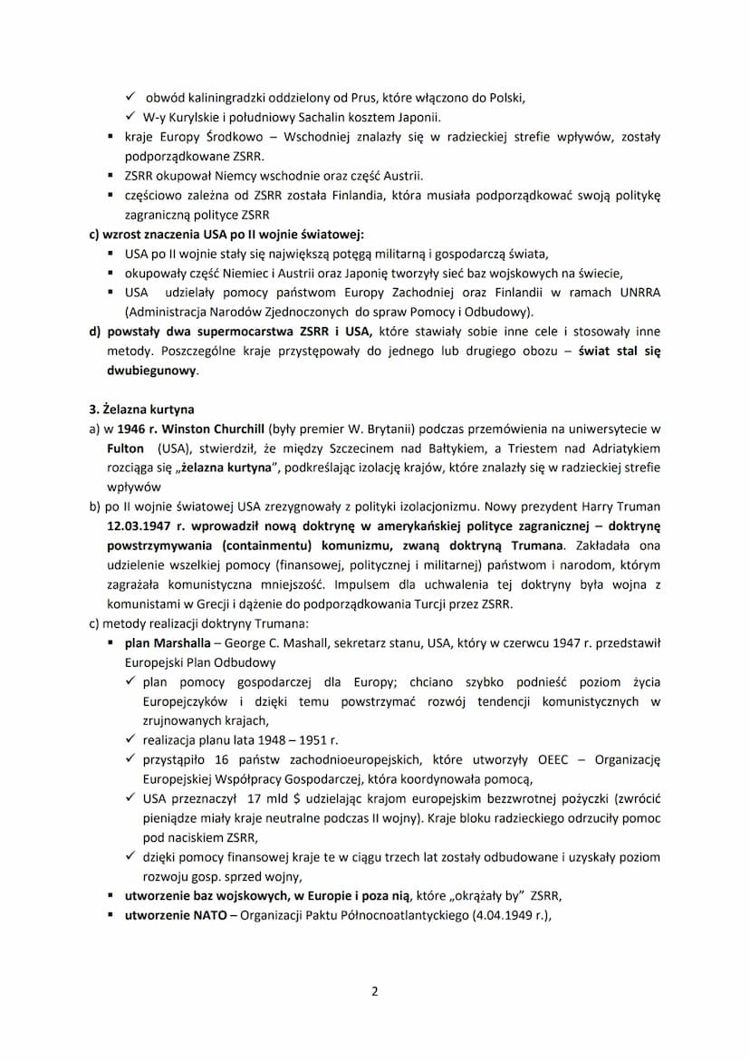 1. Organizacja Narodów Zjednoczonych
a) ONZ zastąpiła Ligę Narodów. Powstała na konferencji w San Francisco 25.04.1945 r. Członkami
założyci