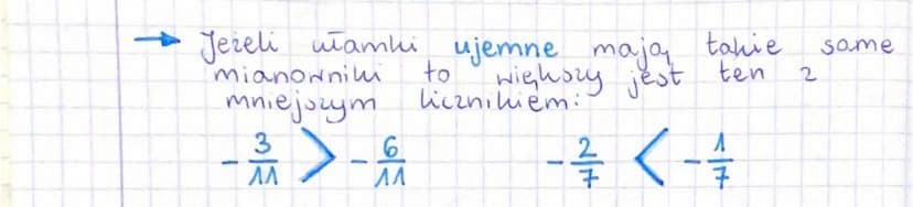 POROWNYWANIE
UŁAMKÓW 1 licznik
2 mianownik
Zasady:
Jeżeli włamly mają takie same
to
mianowniki
większy jest ten 2
większym licznikiem:
若く
Je