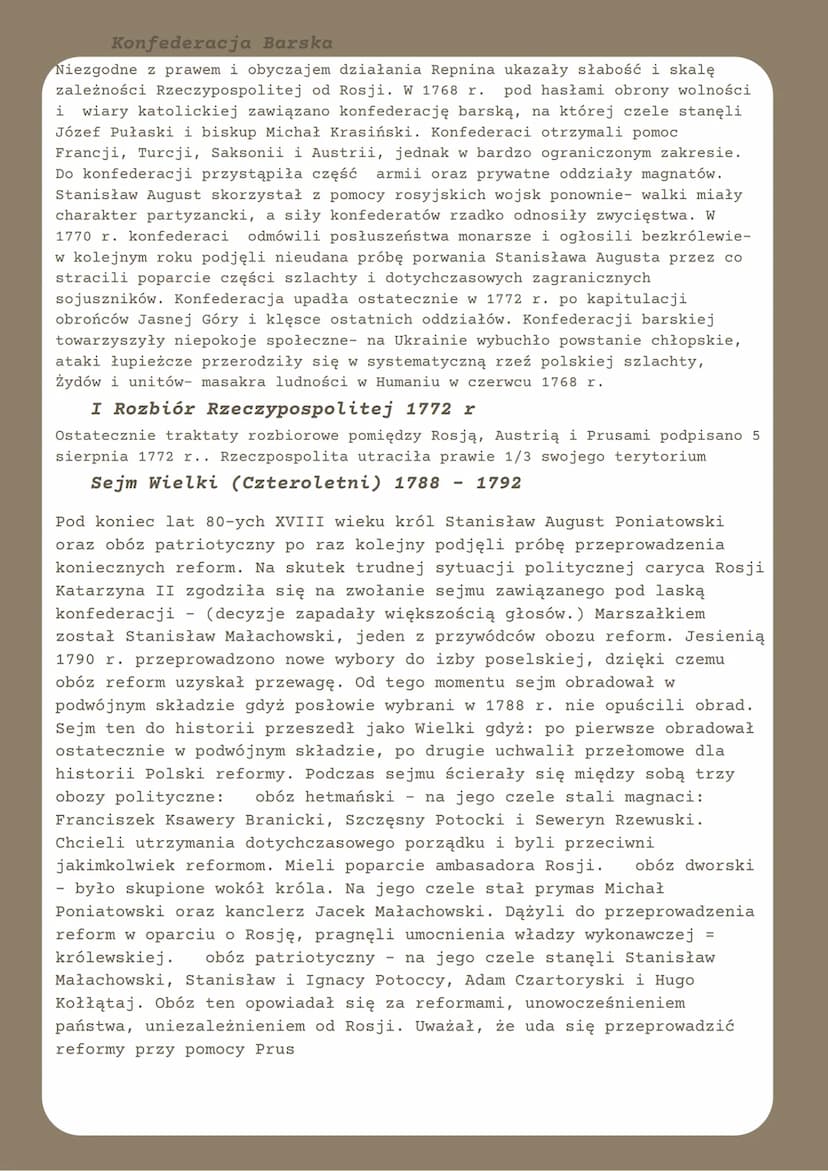 Sejm Niemy
Niestabilna sytuacja na granicach posłużyła Augustowi II za pretekst,
aby wprowadzić do kraju 26-tysięczną saską armię. szlachta 