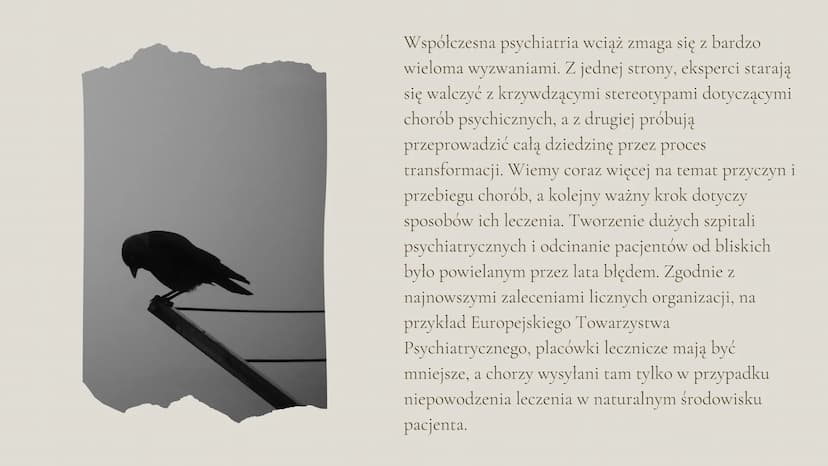 
<p>Współczesna psychiatria wciąż zmaga się z bardzo wieloma wyzwaniami. Z jednej strony, eksperci starają się walczyć z krzywdzącymi stereo
