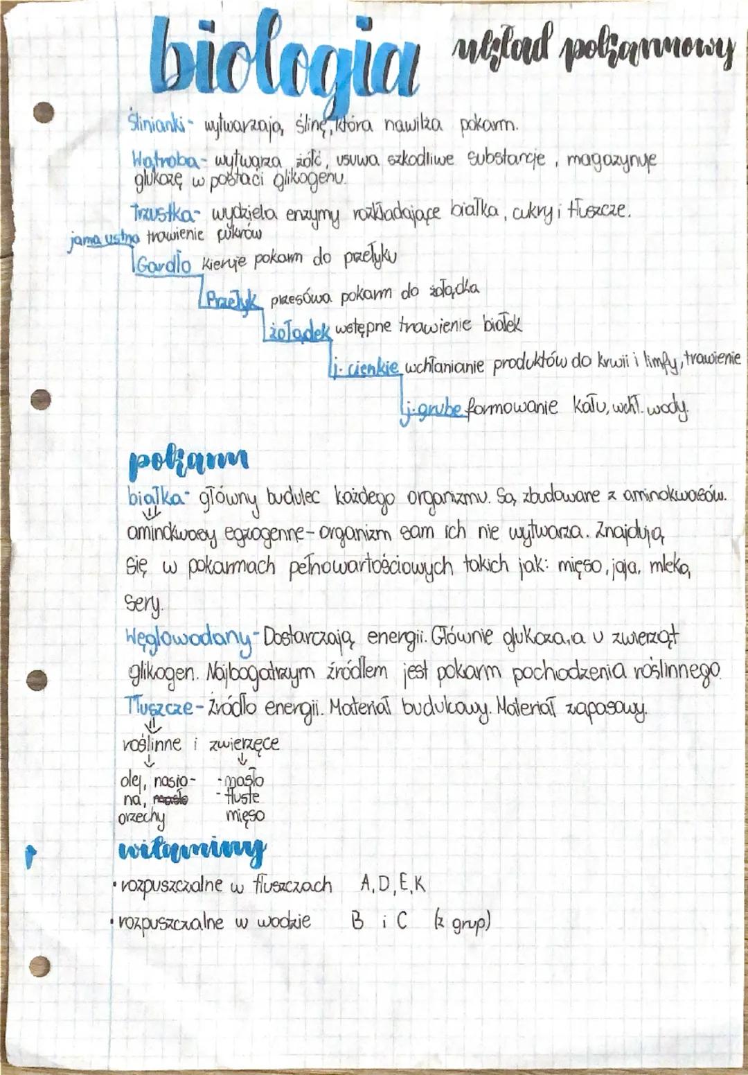 # biologia układ pokarmowy
Ślinianki - wytwarzają ślinę, która nawilża pokarm.
Wątroba - wytwarza żółć, usuwa szkodliwe substancje, magazynu