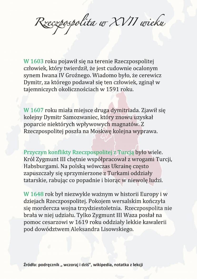 Rzeczpospolita w XVII wieku
351
W 1587 roku rozpoczął się w Polsce okres panowania
królów we szwedzkiej dynastii Wazów. Pierwszym z nich
był