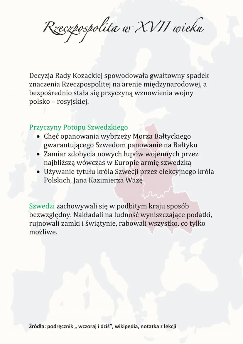 Rzeczpospolita w XVII wieku
351
W 1587 roku rozpoczął się w Polsce okres panowania
królów we szwedzkiej dynastii Wazów. Pierwszym z nich
był