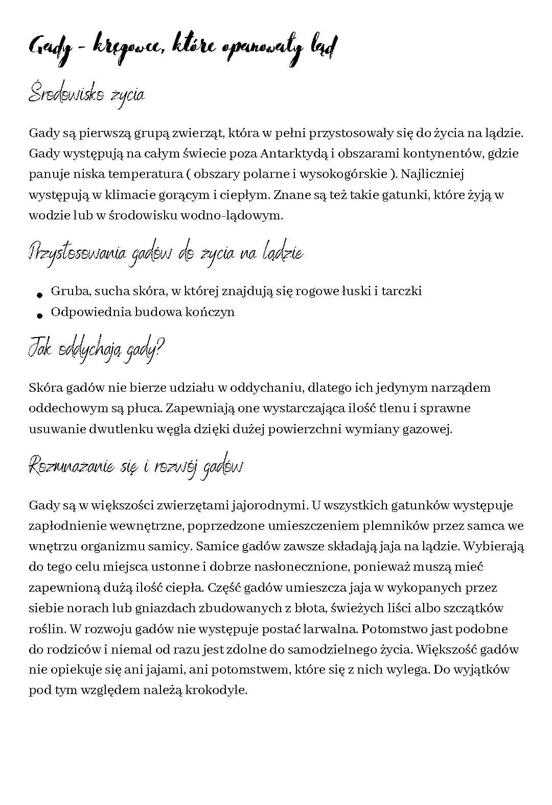 Gady - kręgowce, które opanowały ląd
