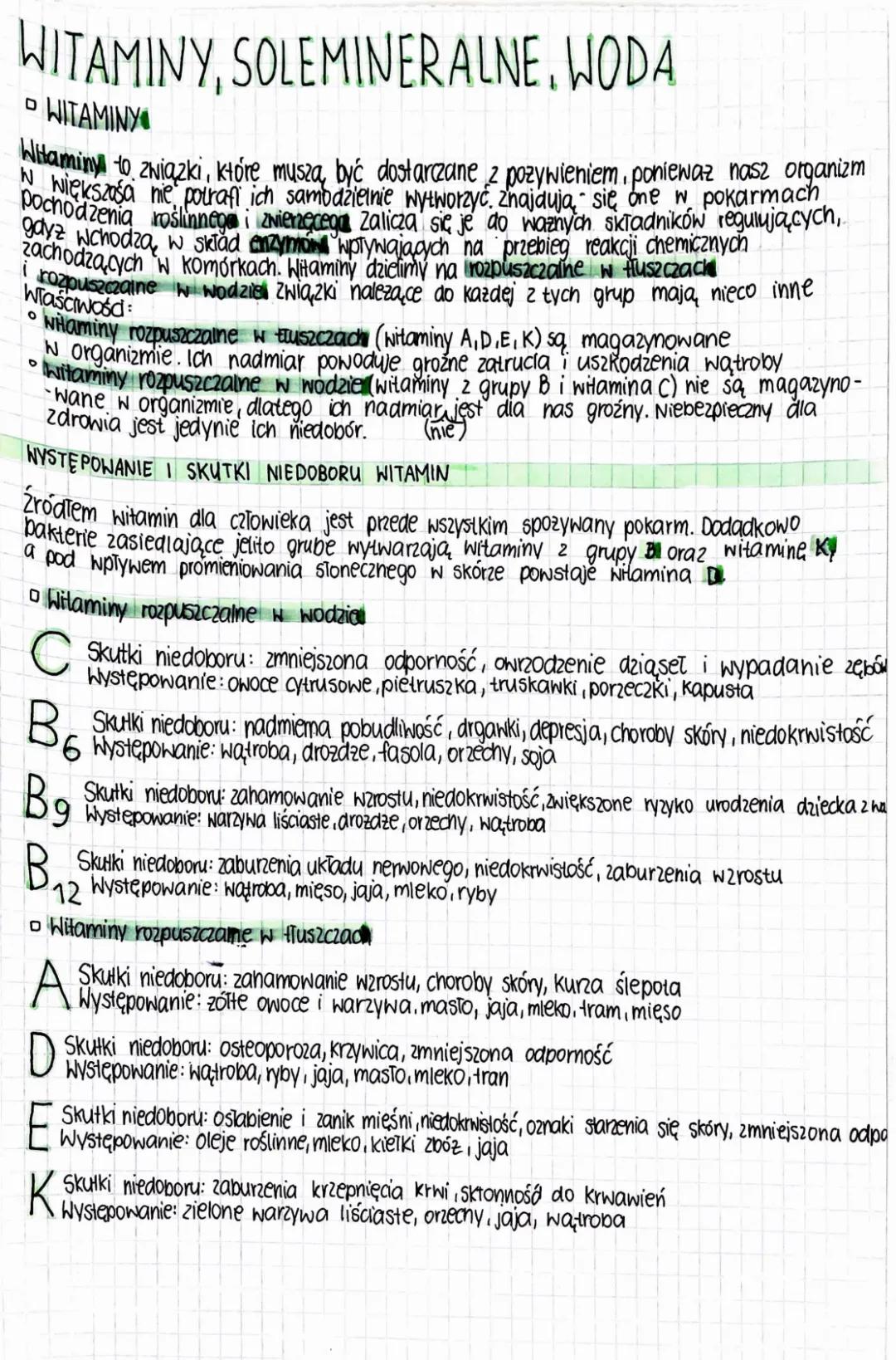 witaminy, sole mineralne, woda