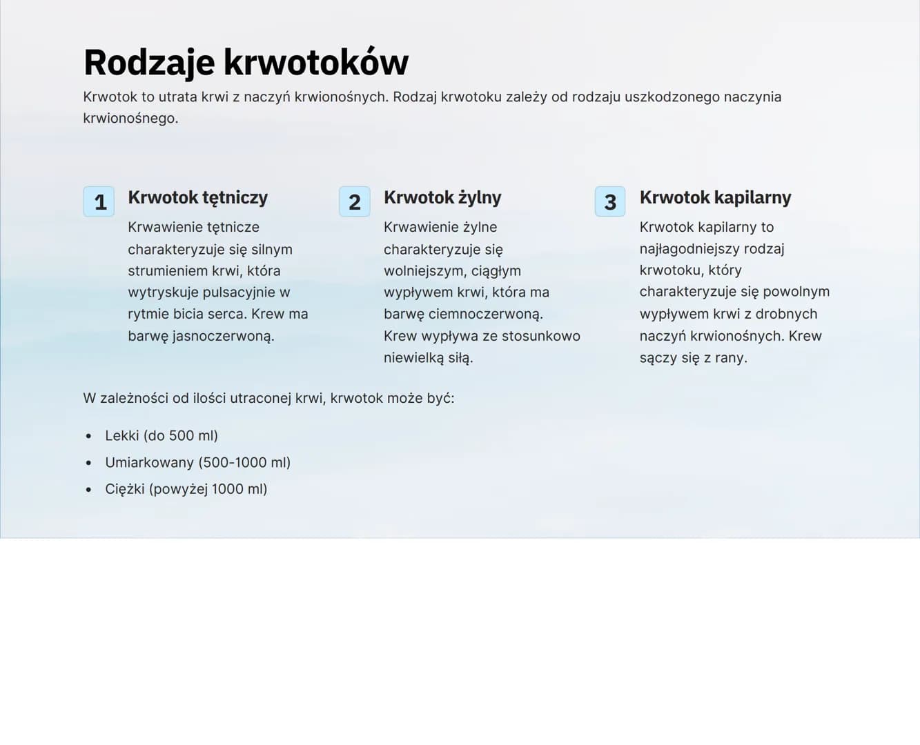 Rany i krwotoki
wound
Biskey wound
Ta notatka poświęcona jest ronom i krwotokom, skupiając się na ich rodzajach, postępowaniu w przypadku ic