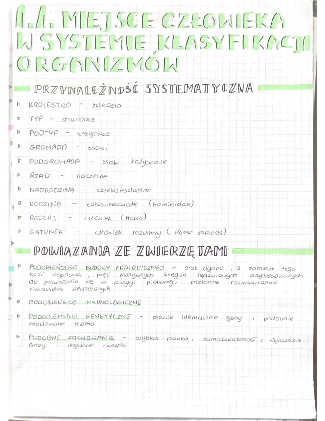 1.1. Miejsce człowieka w systemie klasyfikacji organizmów 