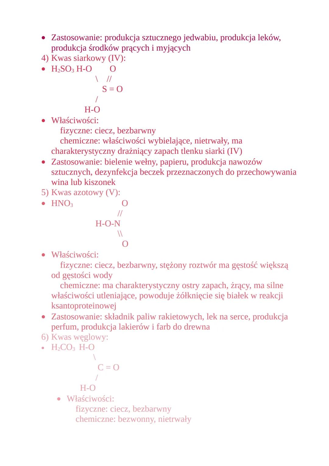 # Kwasy

1) Kwas chlorowodorowy:
*   HCI H-CI
*   Sposób otrzymywania:

    rozpuszczenie chlorowodoru w wodzie
*   Właściwości:

    fizycz