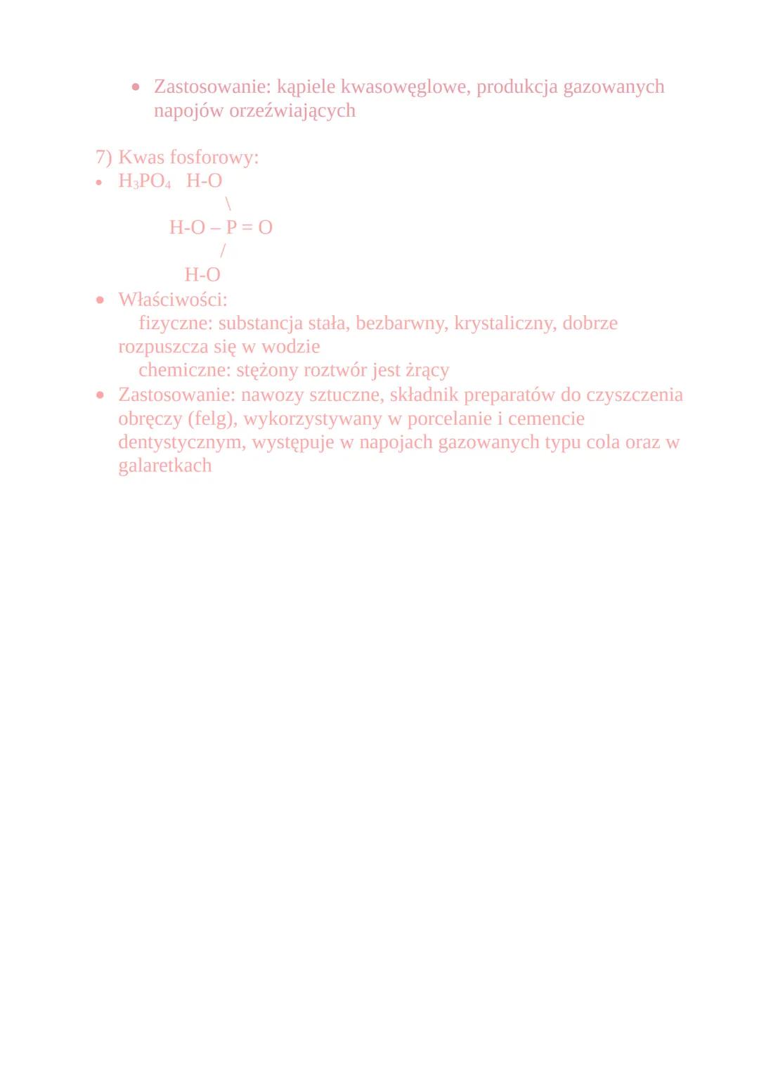 # Kwasy

1) Kwas chlorowodorowy:
*   HCI H-CI
*   Sposób otrzymywania:

    rozpuszczenie chlorowodoru w wodzie
*   Właściwości:

    fizycz