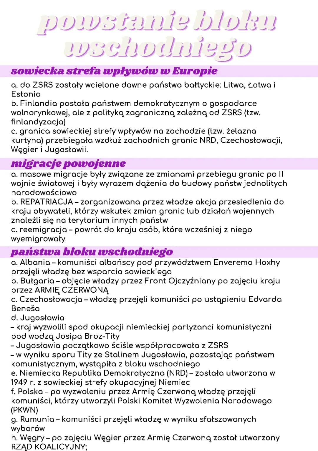 Powstanie Bloku Wschodniego HIT - Notatka i Prezentacja