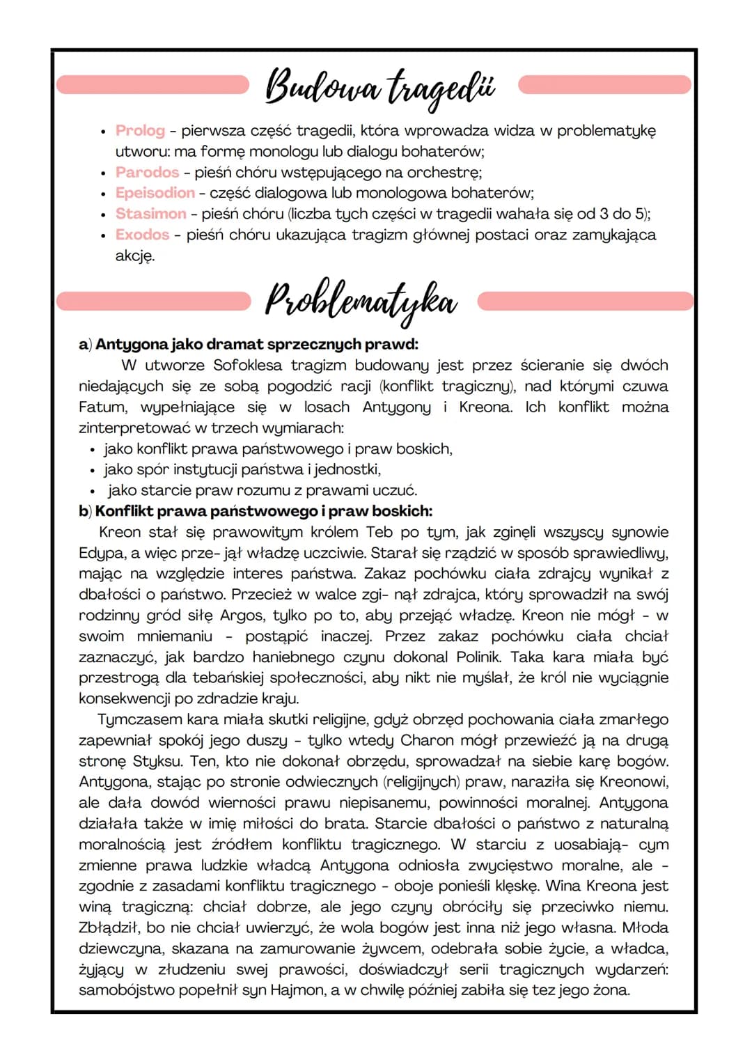 Gatunek literacki: tragedia
Rodzaj literacki: dramat
●
Czas i miejsce akcji
Tragedia inspirowana jest mitem tebańskim o rodzie Labdakidów, k