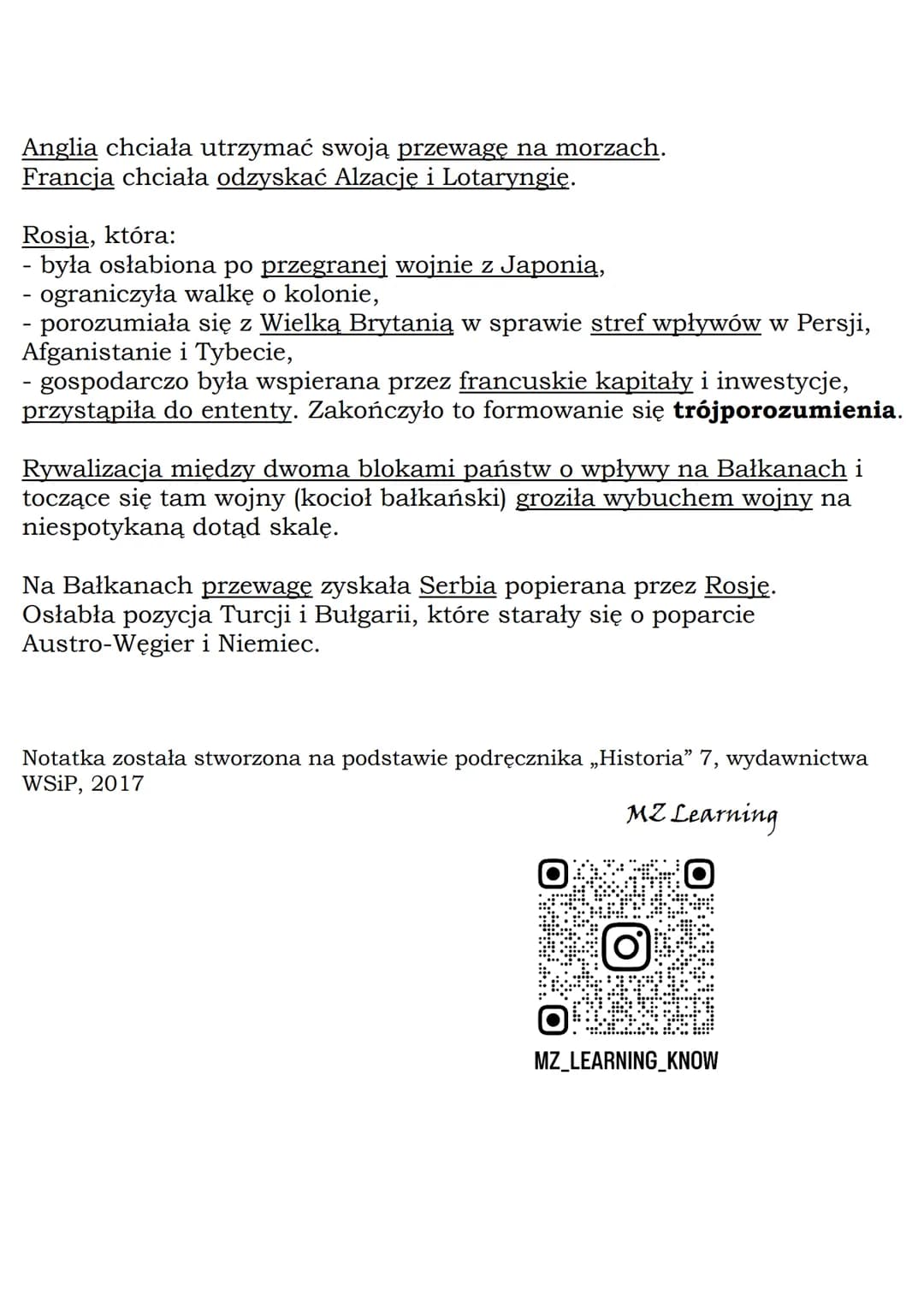 --- OCR Start ---
MZ_LEARNING_KNOW
Powstanie trójprzymierza
i trójporozumienia.
Klasa 7, WSiP
Niemcy po zjednoczeniu (1871 r.) pod rządami k