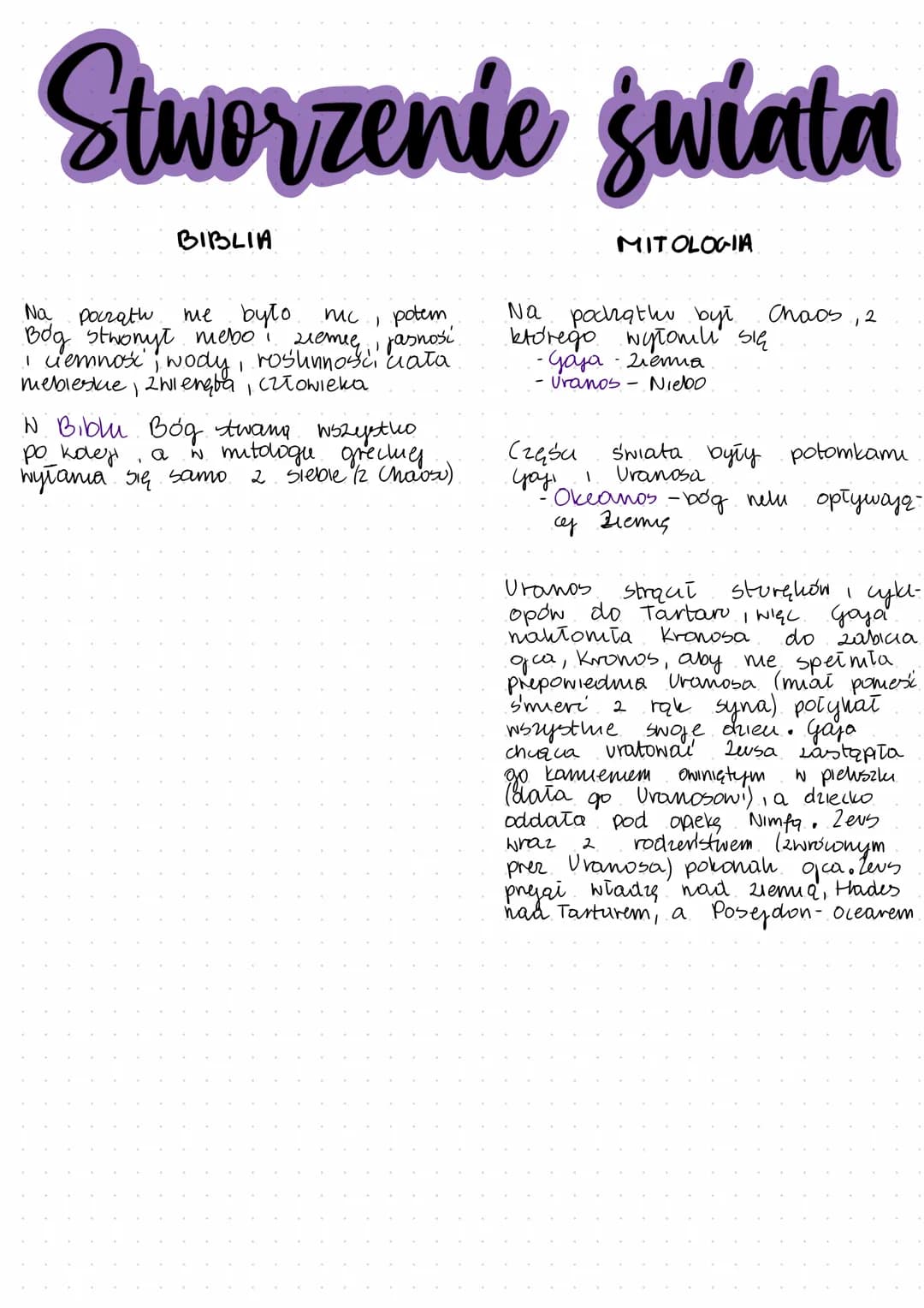 Stworzenie świata
BIBLIA
Na
począth
me
było.
mic
, potem
Bog stwonyt mebo!
ziemię, jasność
• Gemność, wody, roshunosc cata
mebieskie 2Wengba