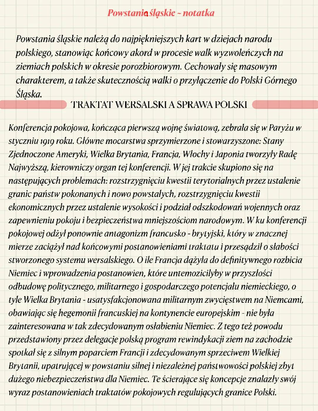 Powstania Śląskie: Historia 1, 2, 3 Powstania i Traktat Wersalski