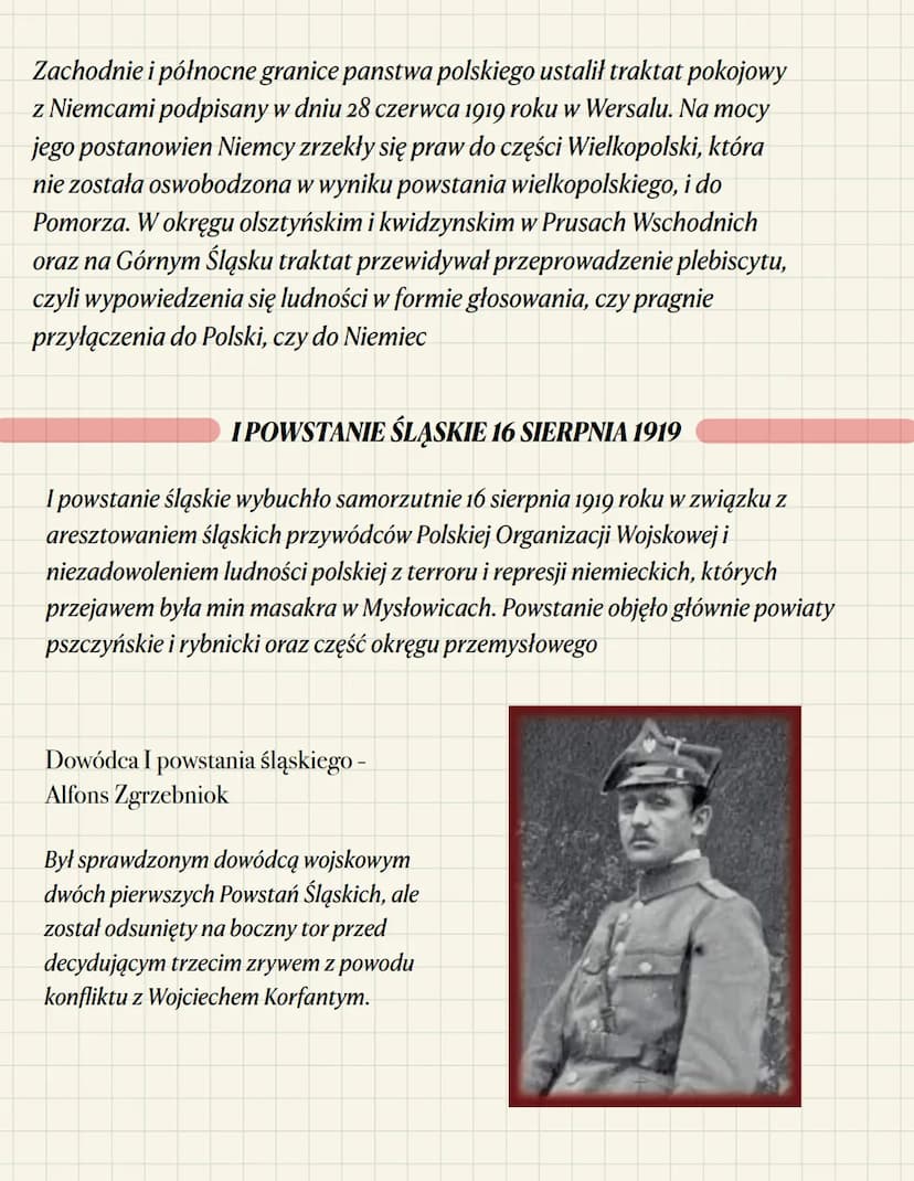 Powstania śląskie - notatka
Powstania śląskie należą do najpiękniejszych kart w dziejach narodu
polskiego, stanowiąc końcowy akord w procesi