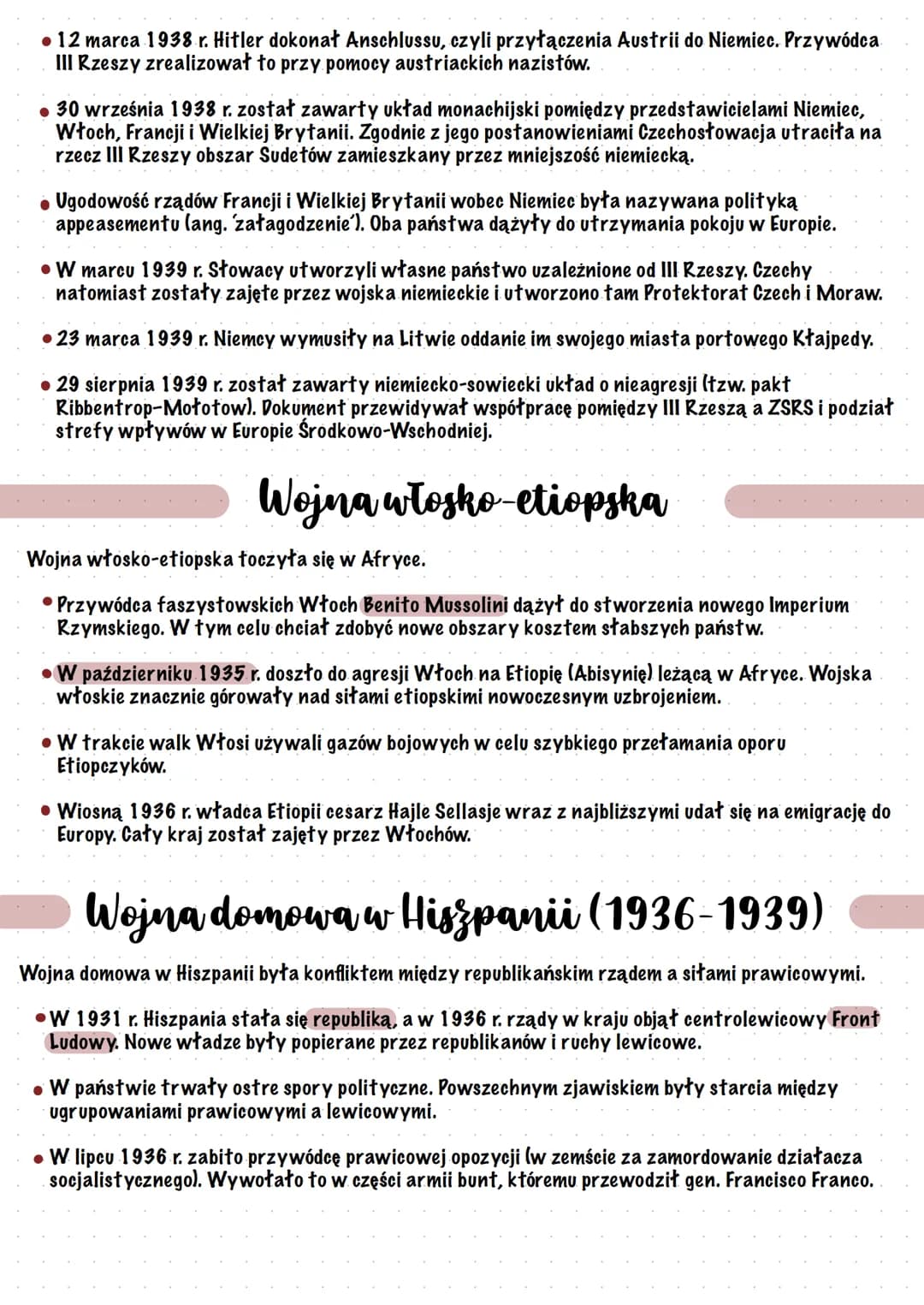 Świat przed wybuchem II
wojny światowej-
wybrane wydarzenia
Świat przed wybuchem II wojny światowej obfitował w różne niepokojące wydarzenia