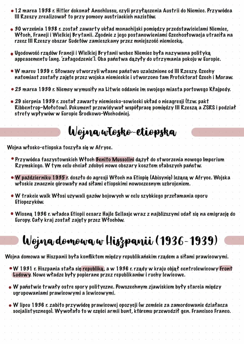 Świat przed wybuchem II
wojny światowej-
wybrane wydarzenia
Świat przed wybuchem II wojny światowej obfitował w różne niepokojące wydarzenia