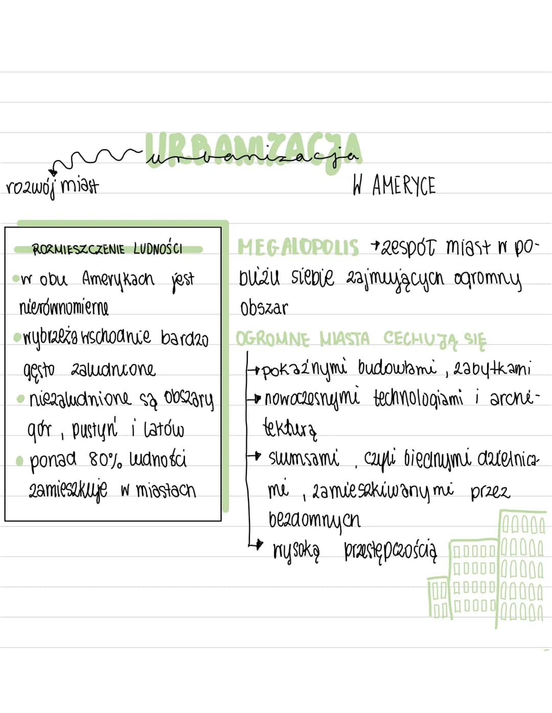 rozwój miast
urbanizacja
ROZMIESZCZENIE LUDNOŚCI
w obu Amerykach jest
nierównomierne
•wybrzeża wschodnie bardzo
gesto zaludnione
niezaludnio