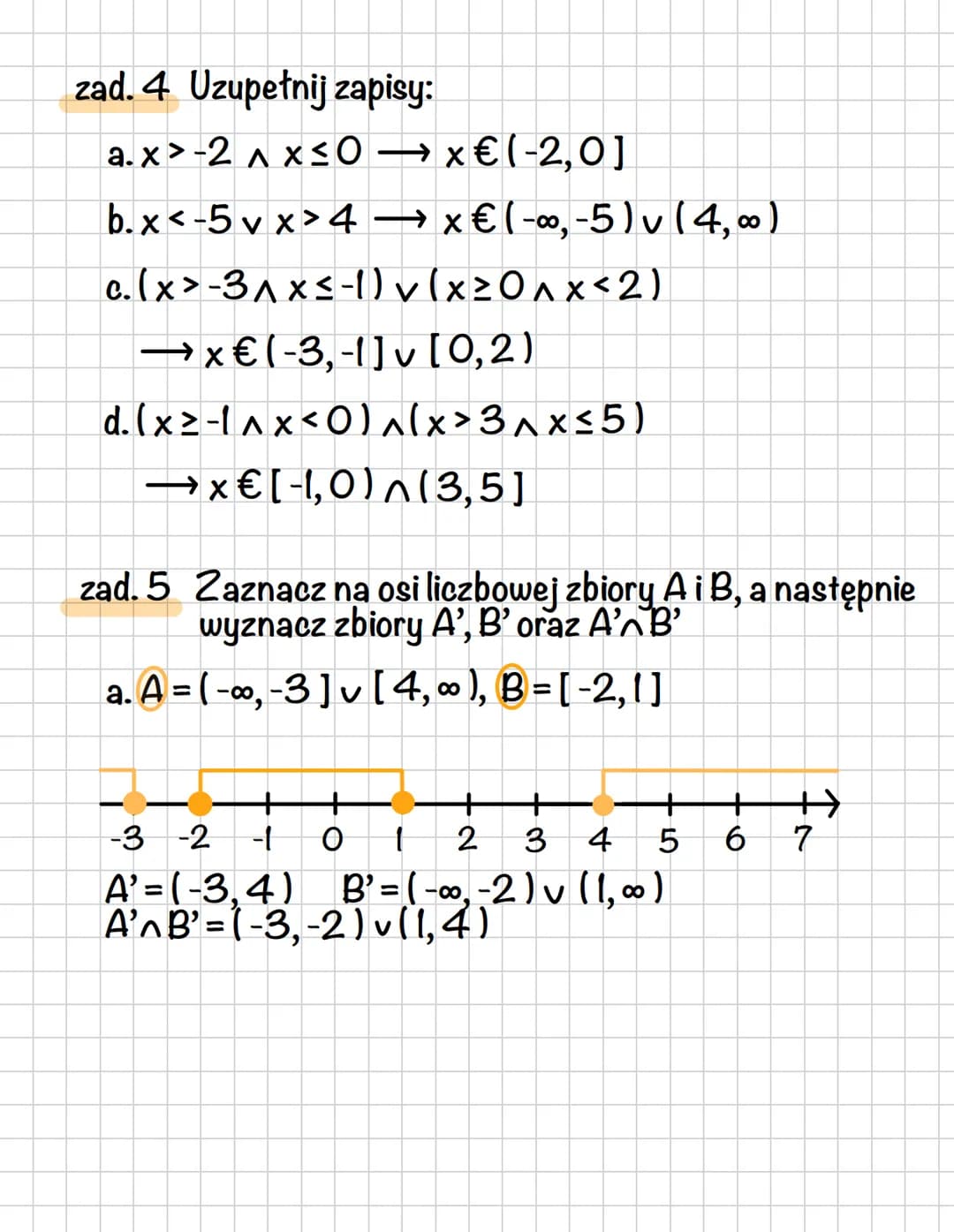 Matematyka
1. Rodzaje przedziałów liczbowych
otwarty (a, b)
domknięty [a, b]
ograniczony (a, b)
nieograniczony (-∞, ∞ )
2. Zaznaczanie przed