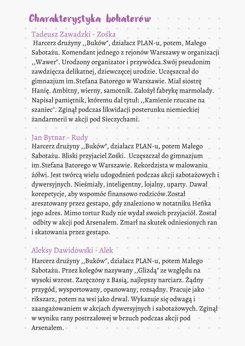 •
●
O
.
•
•
●
.. Kamienie
Gatunek literatura faktu
Rodzaj - epika
Narracja - trzecioosobowa
Czas i miejsce akcji
Czas akcji
• czasy okupacji