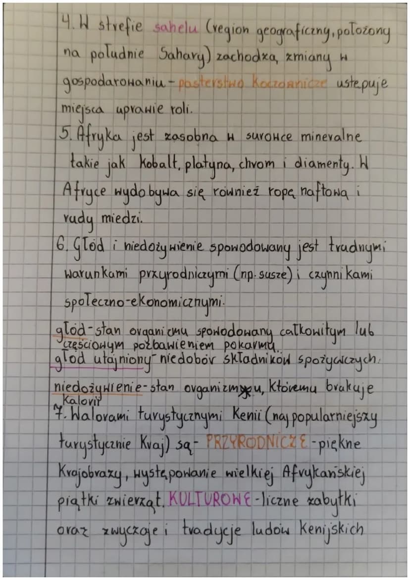 Afryka
1. Afryka leży na wszystkich półkulach ovar jest
Kontynentem wyżynnym (najwyższy szczył to Kibo H
masyNie wulkanicznym Kilimandżaro).