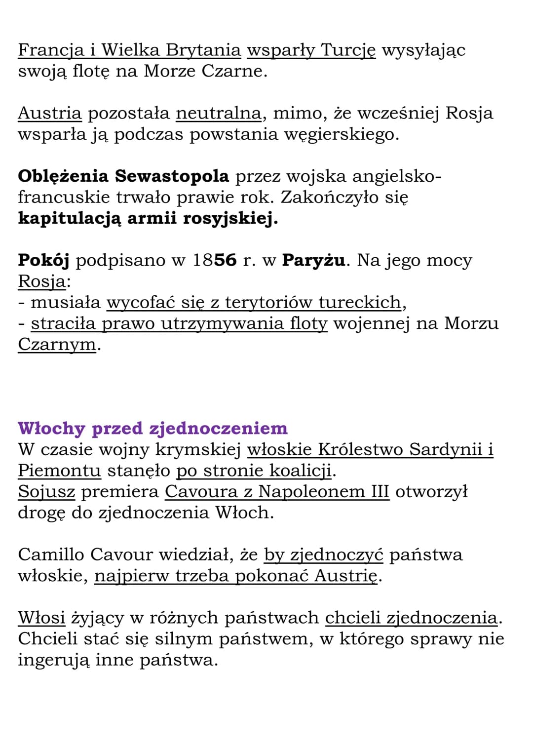 Druga połowa XIX wieku
Cały dział II, (lekcje 10-19)
Kl 7, WSiP
Zjednoczenie Włoch
Wojna krymska i rozpad Świętego Przymierza
Od kongresu wi