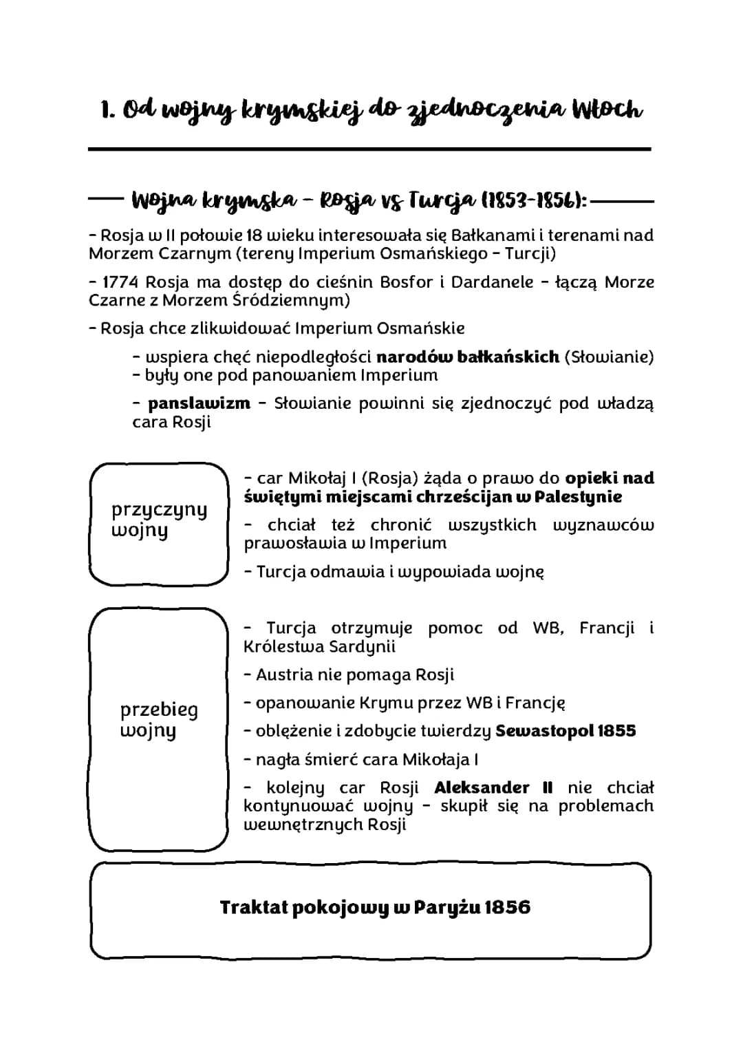 Wojna krymska - przyczyny, przebieg, skutki i zjednoczenie Włoch
