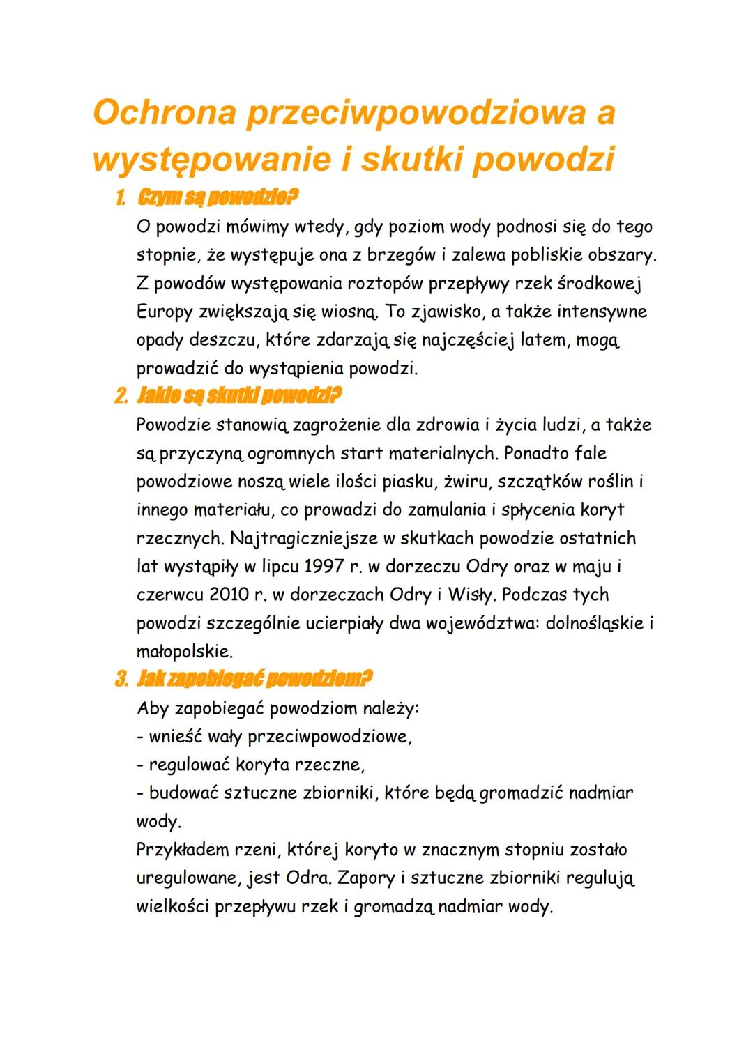 Ochrona przeciwpowodziowa a występowania i skutki powodzi