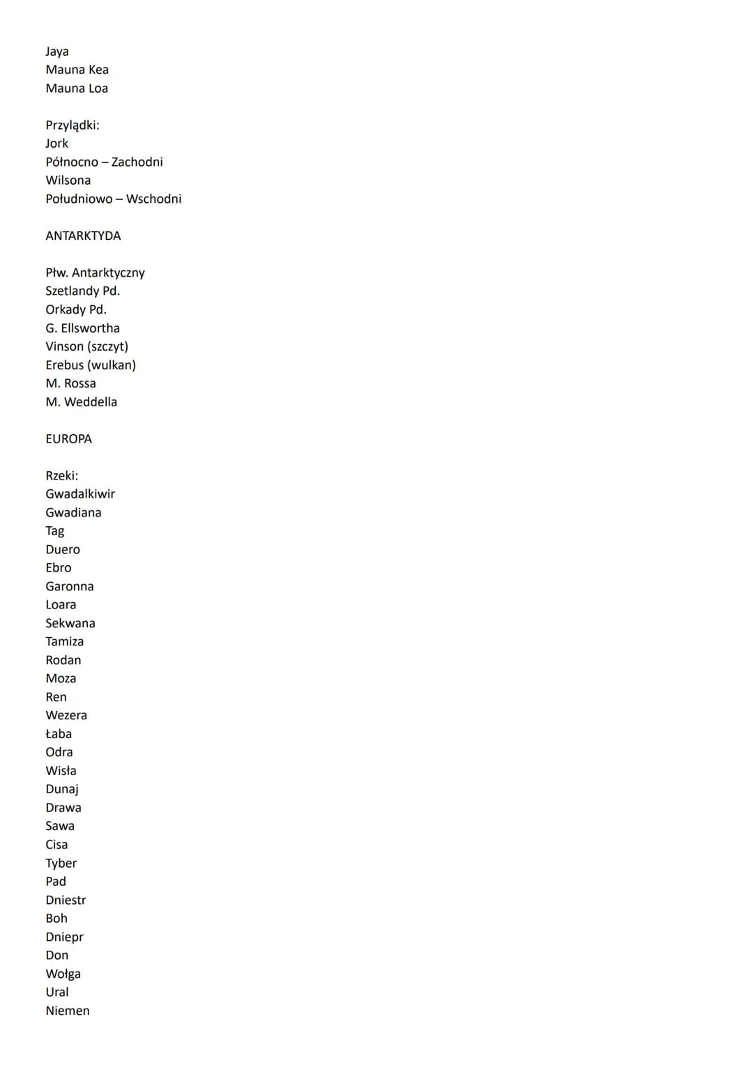 Azja
krainy geograficzne
Niz. Zachodniosyberyjska
Wyż. Środkowosyberyjska
G. Wierchojańskie
G. Czerskiego
G. Czukockie
G. Stanowe
G. Jabłono
