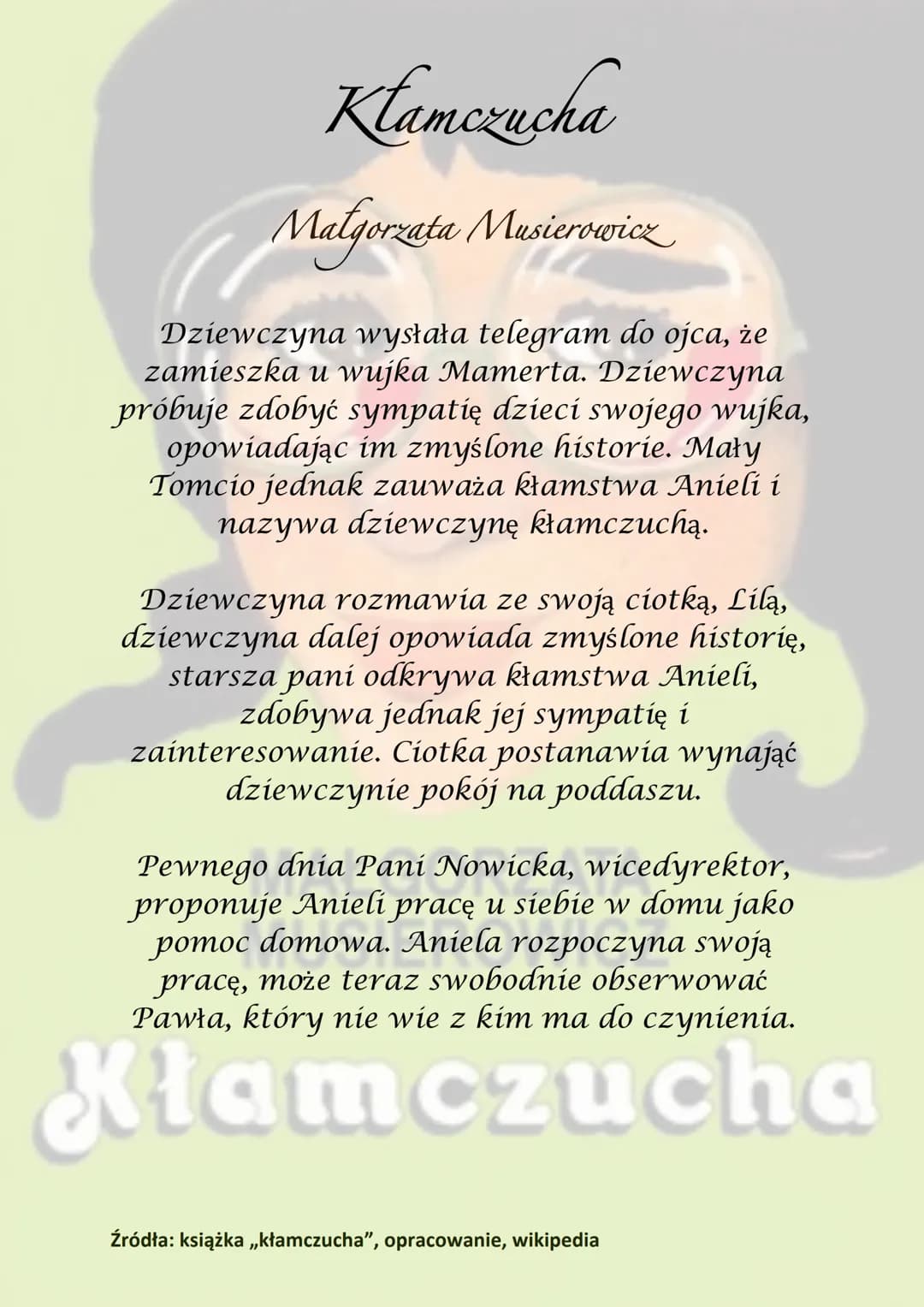 Klamczucha
Małgorzata Masierowicz
Akcja rozpoczyna się w pewien majowy dzień
1977 roku a kończy się w wigilię Bożego
Narodzenia 1977 roku. A