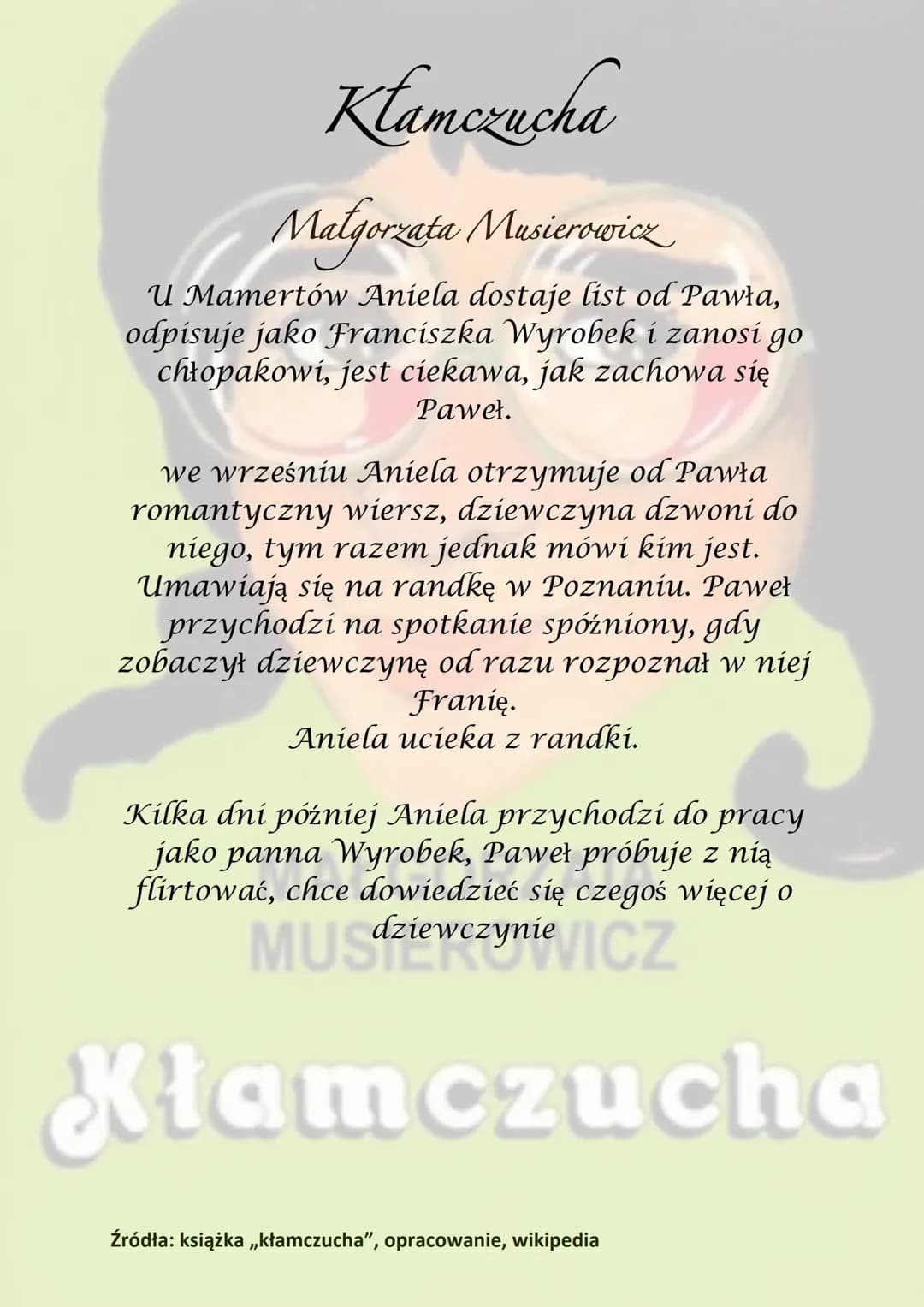 Klamczucha
Małgorzata Masierowicz
Akcja rozpoczyna się w pewien majowy dzień
1977 roku a kończy się w wigilię Bożego
Narodzenia 1977 roku. A