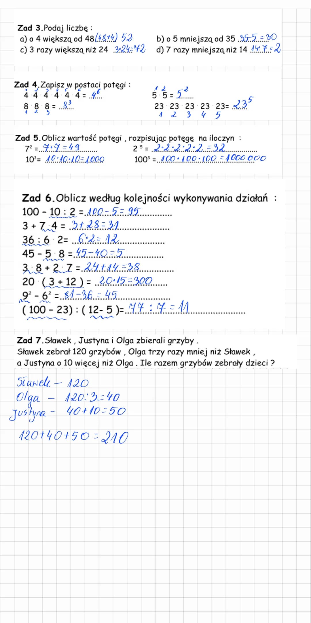 
<h2 id="dziaanianaliczbachnaturalnychklasa4">Działania na liczbach naturalnych klasa 4</h2>
<p>Zad 1.Oblicz w pamięci: <br />
a) 38 + 47 = 