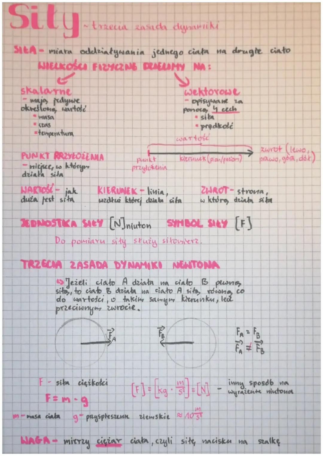Siły. Trzecia zasada dynamiki. 
