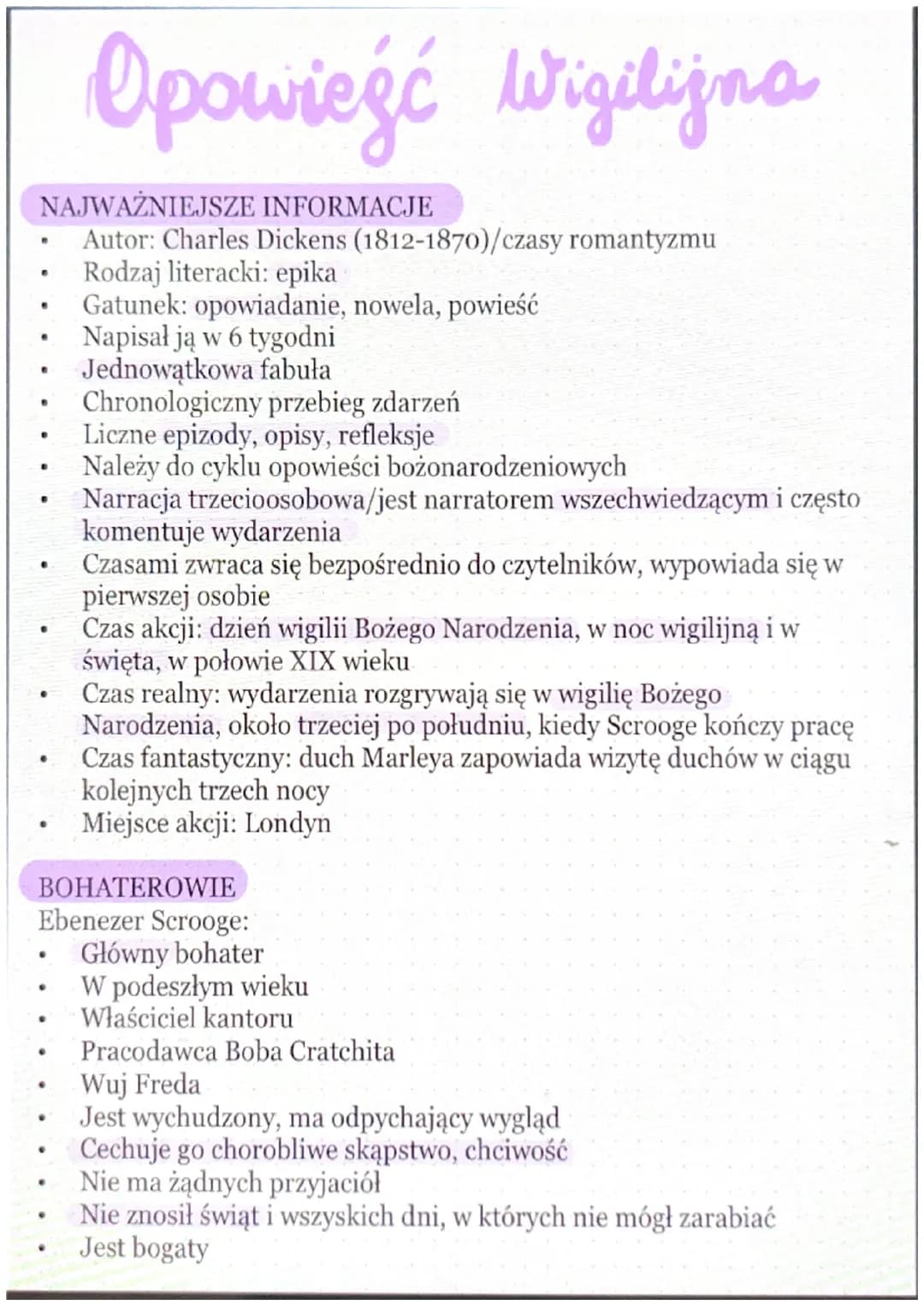 NAJWAŻNIEJSZE INFORMACJE
Autor: Charles Dickens (1812-1870)/czasy romantyzmu
Rodzaj literacki: epika
Gatunek: opowiadanie, nowela, powieść
N