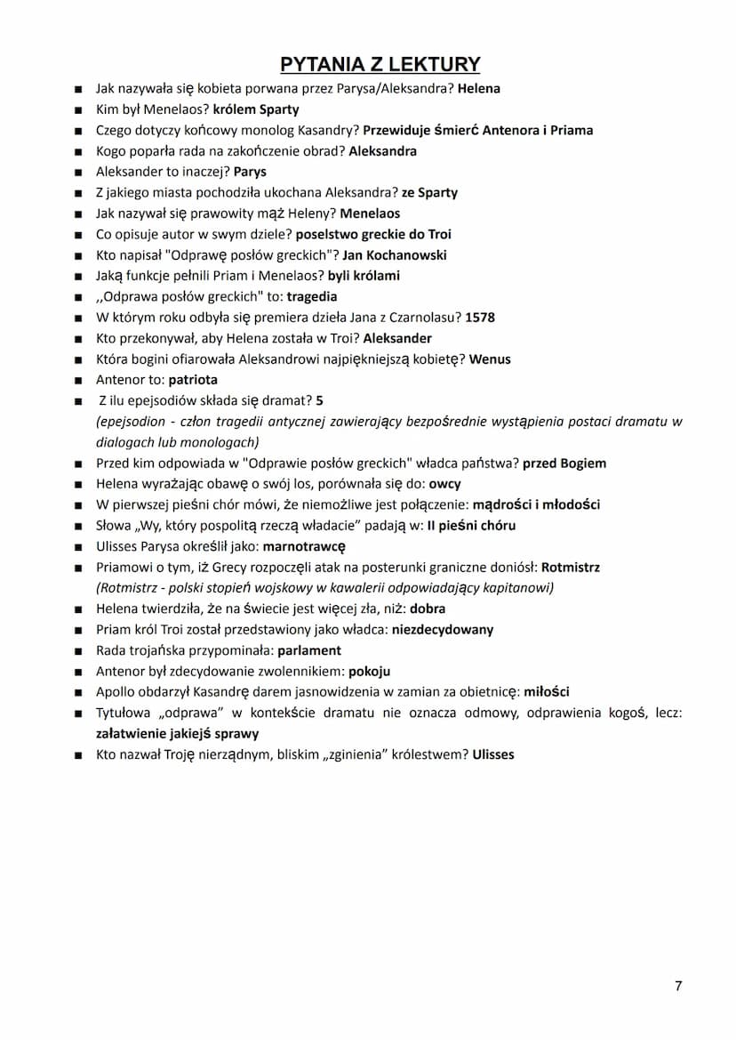 LEKTURA - "Odprawa posłów greckich" - Jan Kochanowski...
1. Mit o Parysie i Helenie - streszczenie..
2. Streszczenie/Plan wydarzeń..
3. Post