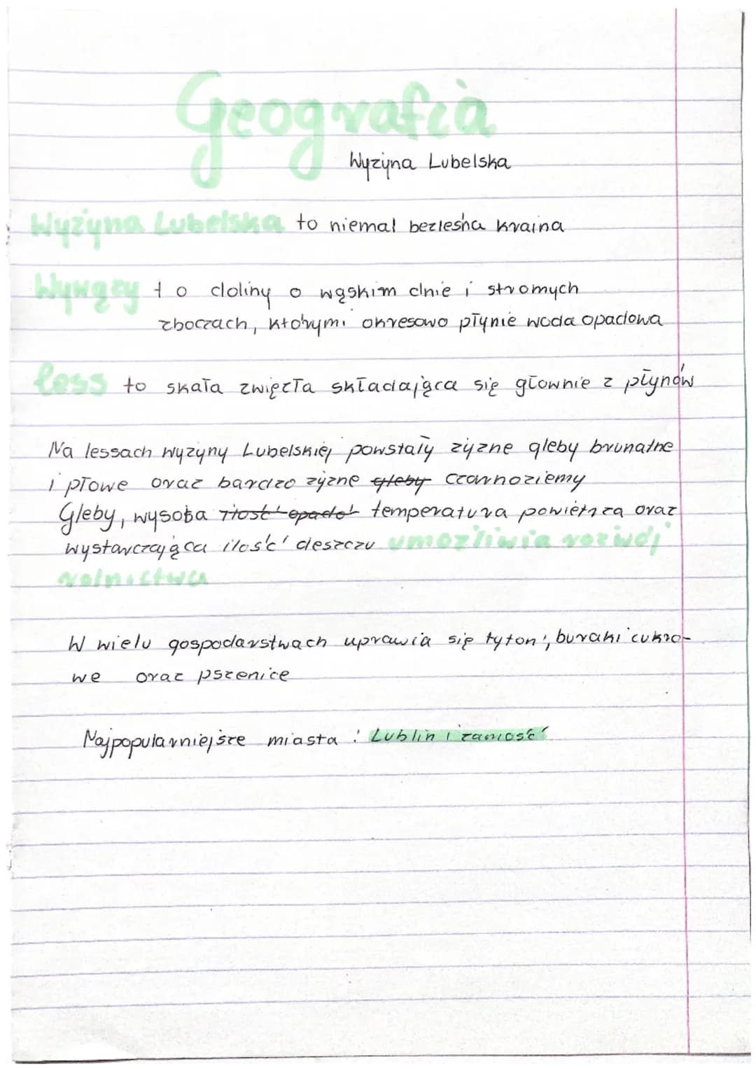 Geografia
Wyzyna
Lubelska
Wyżyna Lubelska to niemal beziesha kraina
Wynąży to cloling
o wąskim clnie i stromych
zboczach, ktorym, okresowo p