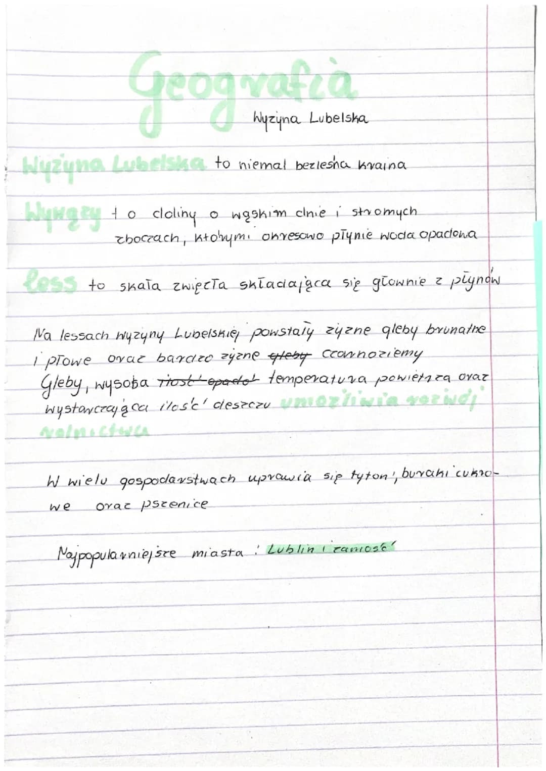 Geografia
Wyzyna
Lubelska
Wyżyna Lubelska to niemal beziesha kraina
Wynąży to cloling
o wąskim clnie i stromych
zboczach, ktorym, okresowo p