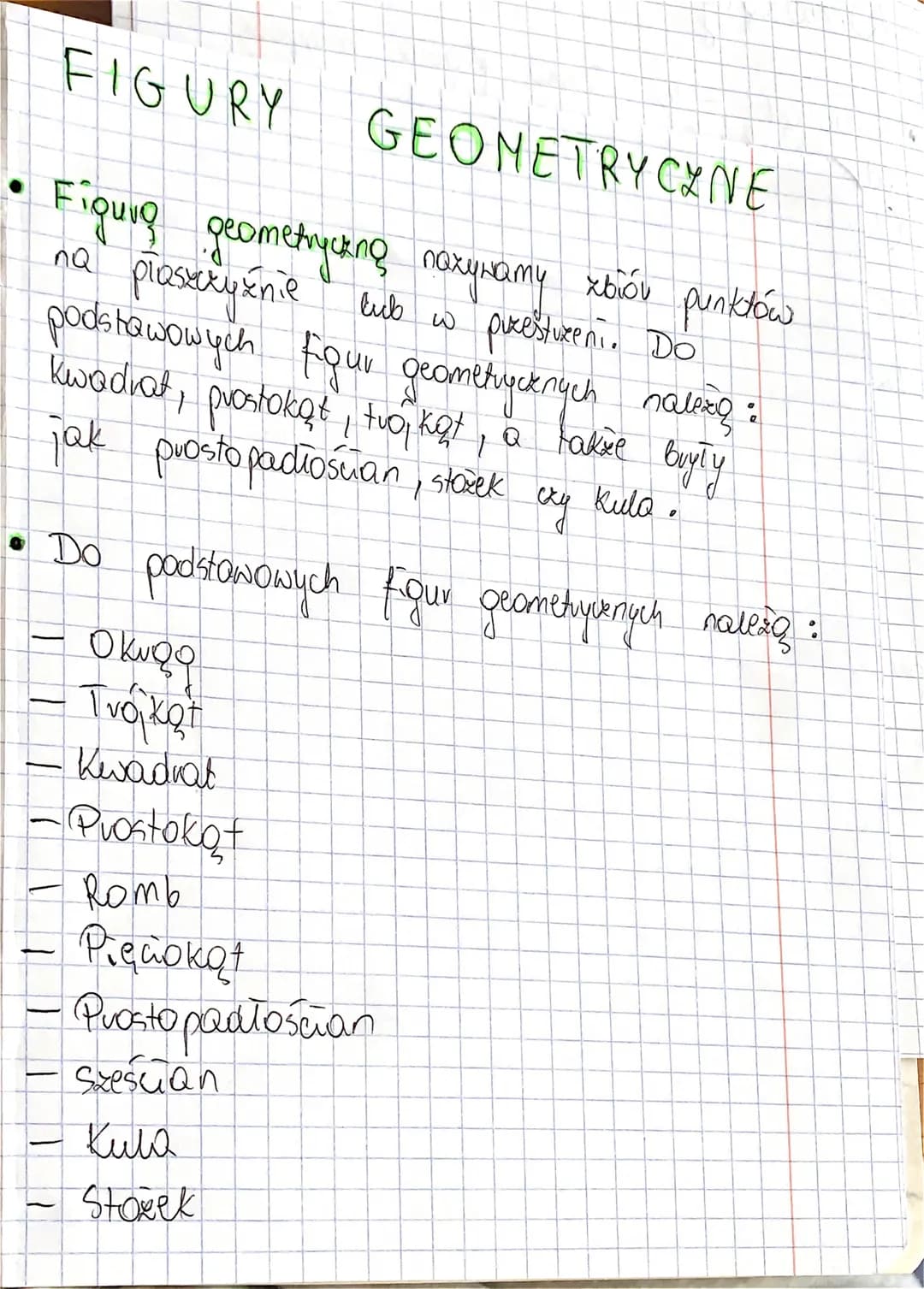 FIGURY
GEOMETRYCZNE
Figung geometrycking naxynamy xbióu punktów
na plasztyénie lub w pucestureni. Do
podstawowych four geometrycznych nalezy