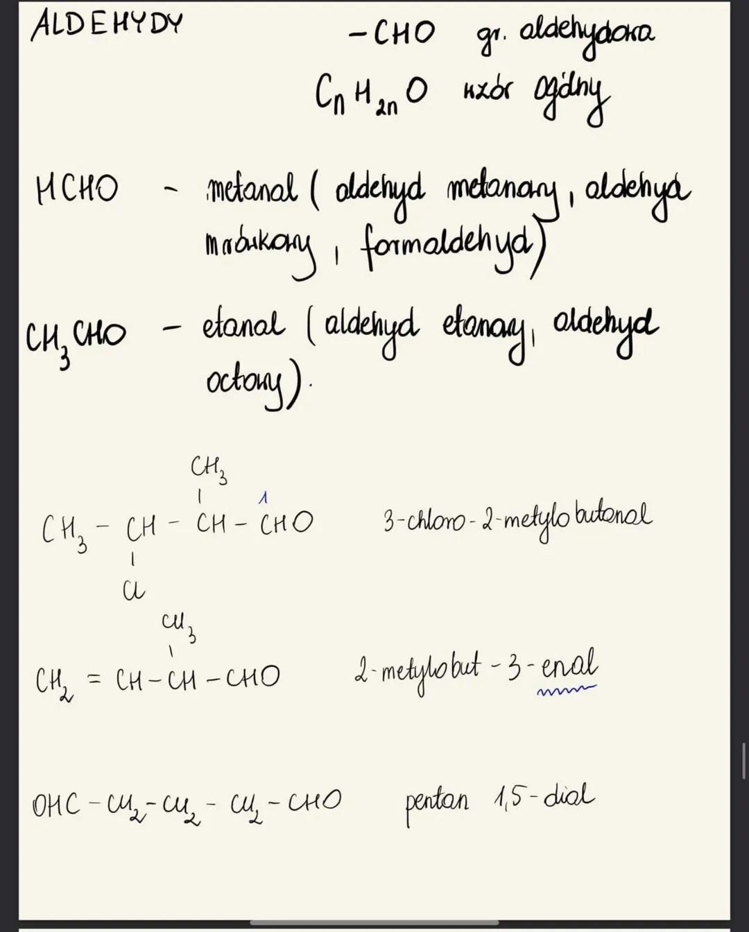 ALDEHYDY
нсно
сиз сно
сна
- metanal ( oldehyd melanary, aldehyd
maбикомy, formaldenya)
CH3
Л
СН3 - CH - сн - сно
а
- CHO
gr. aldehydara
CnH₂