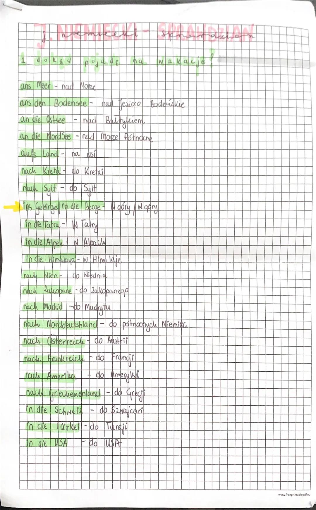 1
do
was mine ett
fo
ans Meer - nad More
ans den Bodensee- had Jesioro Bodemkie
an die Ostsee
nad Bałtykiem
an die NordSee - nad Morze Półno