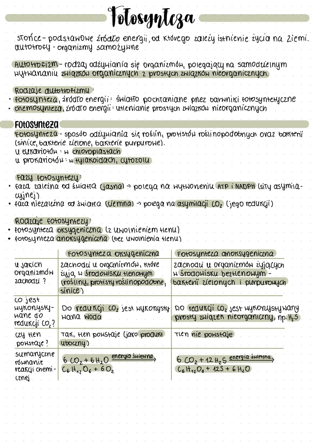 Fotosynteza
STOńce-podstawowe źródło energii, od którego zależy istnienie życia na ziemi..
autotrofy - organizmy samożywne
●
Autotrofizm-rod