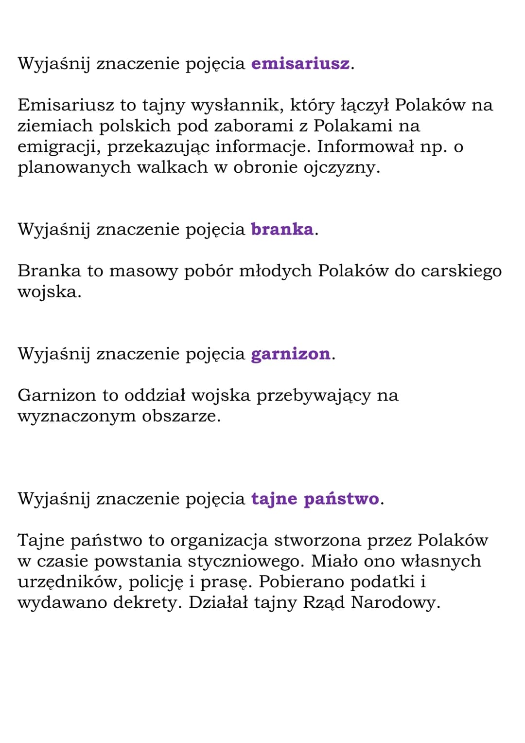 Powstanie styczniowe
(Dział: Lata niewoli)
Fiszki
Wyjaśnij znaczenie pojęcia manifestacja patriotyczna.
Manifestacja patriotyczna to publicz