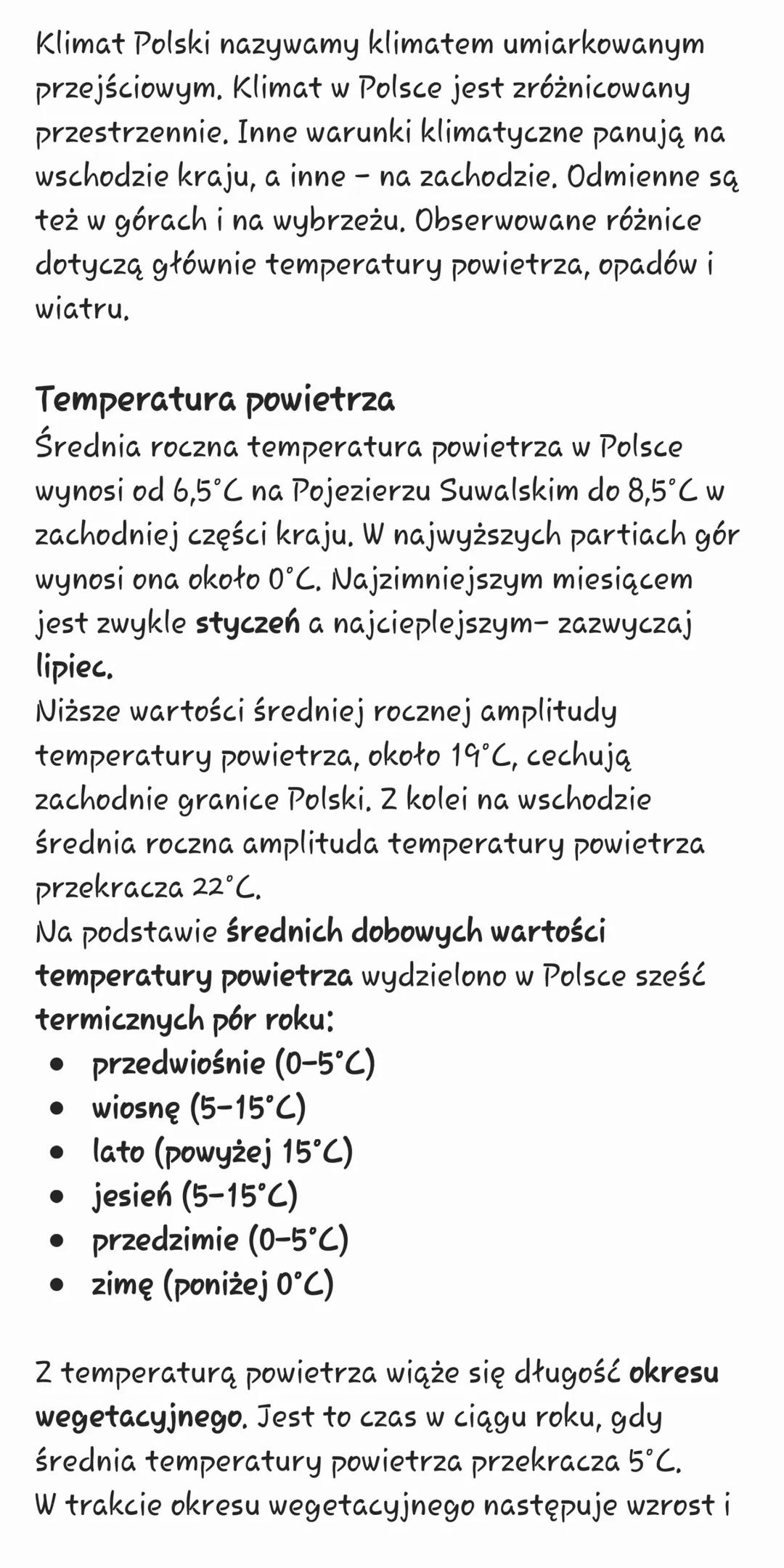 Klimat Polski nazywamy klimatem umiarkowanym
przejściowym, Klimat w Polsce jest zróżnicowany
przestrzennie. Inne warunki klimatyczne panują 