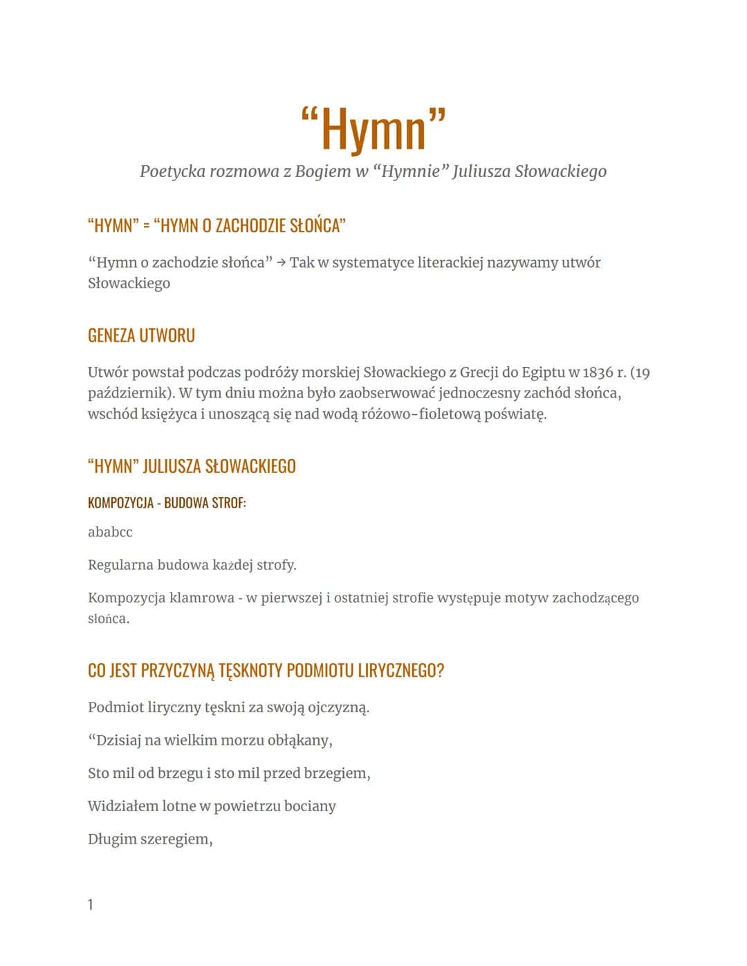 "Hymn"
Poetycka rozmowa z Bogiem w "Hymnie" Juliusza Słowackiego
"HYMN" = "HYMN O ZACHODZIE SŁOŃCA"
"Hymn o zachodzie słońca" → Tak w system