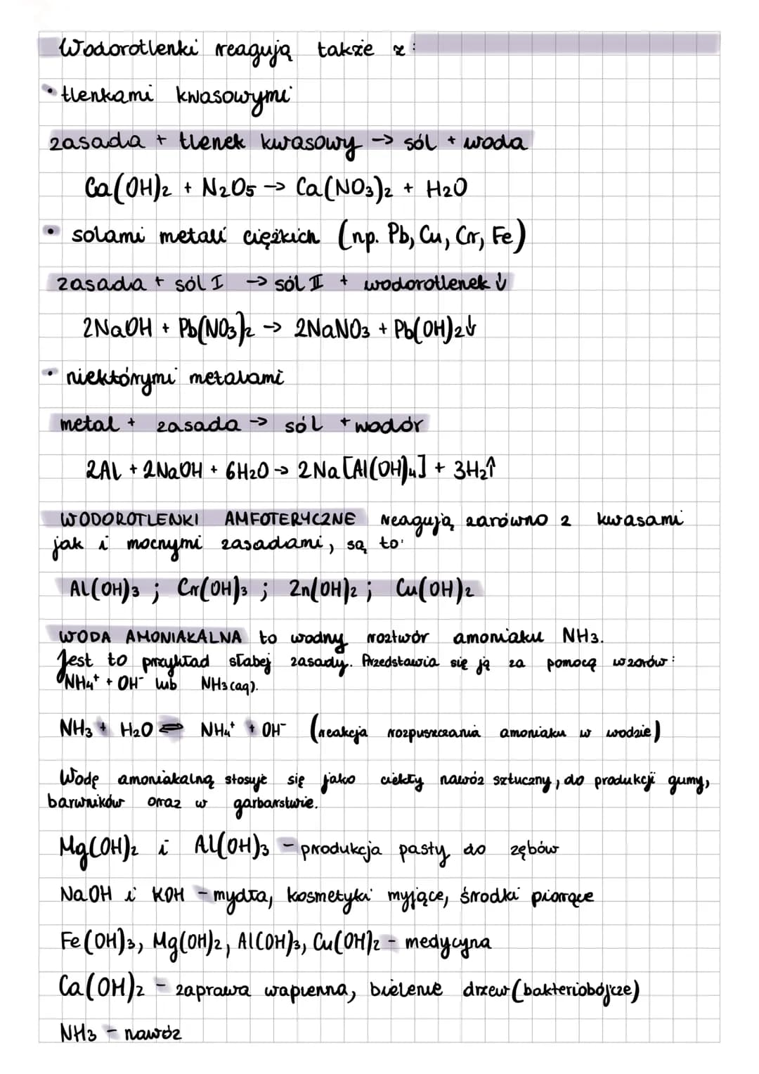 WODOROTLENKI to związki chemiczne
metali i anionów wodorotlenkowych.
metal
woda wodorotlenek + wodór
tlenek metalu + woda wodorotlenek
Jeśli
